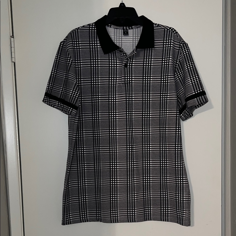 Men's Black and White Checkered Shirt